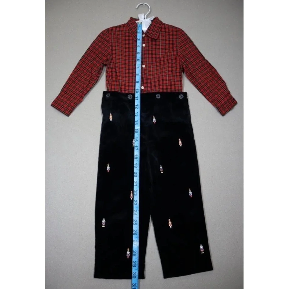 Polo Ralph Lauren Boys Plaid-Print Shirt & Embroidered Velvet Pants Set Size 24M